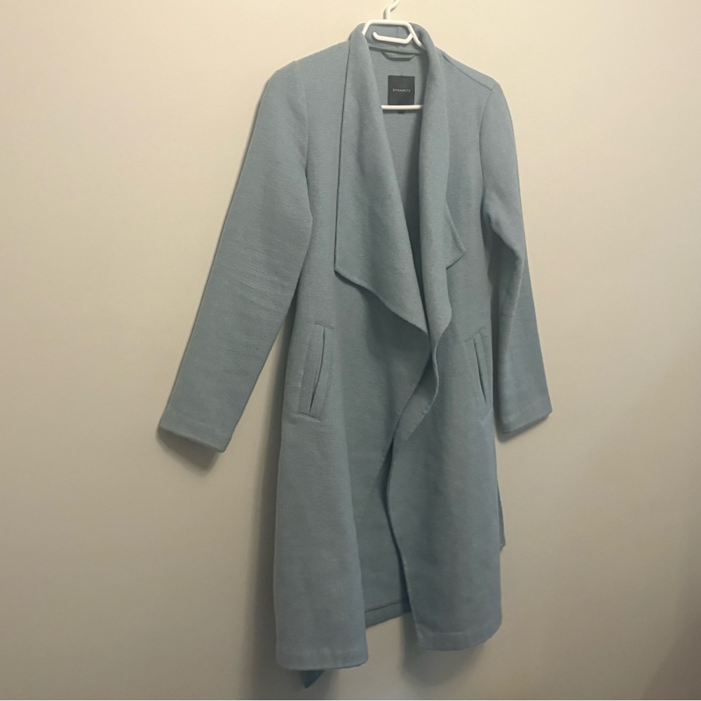 Dynamite Light Blue Open Front Coat